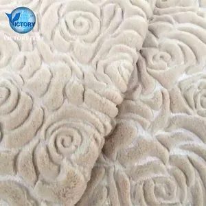 Emboss PV Plush Fabric Polyester Knit Warp Faux Fur Long Pile Soft Steam 3D Brush Emboss PV Plush Fleece Fabric for Toy Blanket