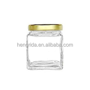 Pot en verre carré avec couvercles en or, pour confiture, stockage de aliments de bébés, <span class=keywords><strong>épices</strong></span> magnétiques à faire soi-même, pour cadeaux de mariage - Product Image 1