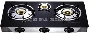 2015 nueva 3-Burners estufa de gas de cristal