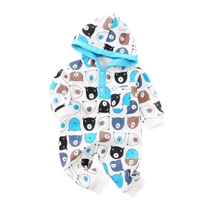 infant baby rompers cartoon animals print cloth for toddler Blue jumpsuit