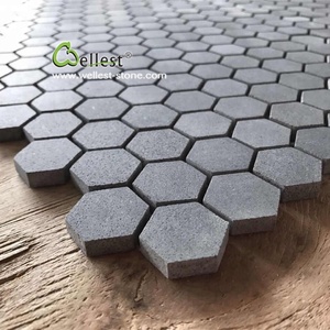 Hainan — carreaux de mosaïque en basalte noir, modèle hexagonal de 2 pouces