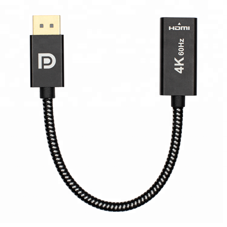 Кабель-адаптер ult-unite DP-HDMI, 20 см, черный нейлоновый плетеный 4K 60 Гц DisplayPort «штырь-HDMI» «гнездо», конвертер