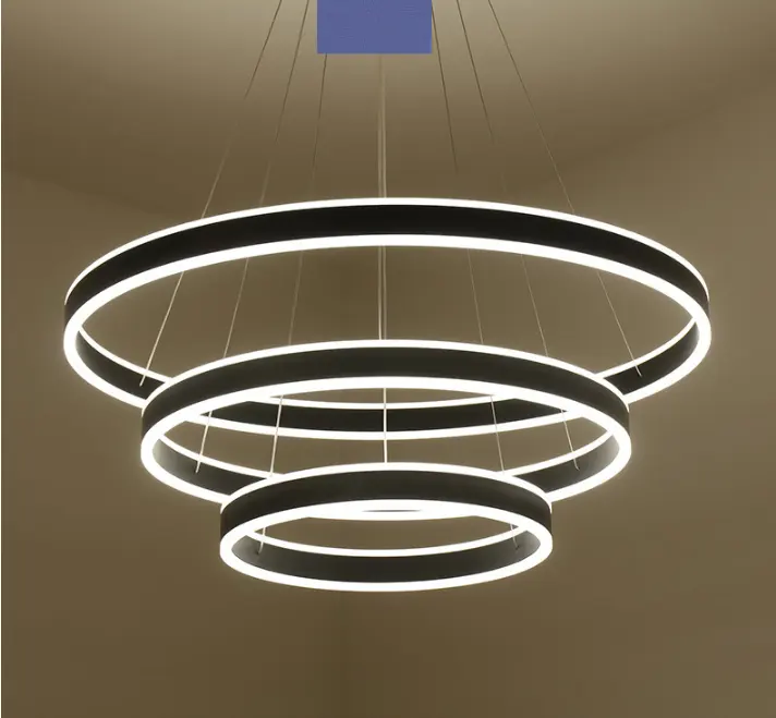 Commercio all'ingrosso di tre cerchi led acrilico del pendente lampadario per la decorazione