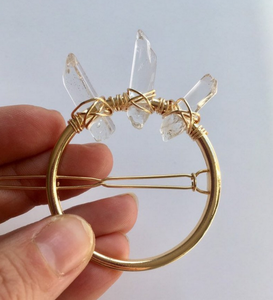 Barrettes en Quartz transparent, épingles à cheveux en pierre de Quartz brut, épingles à cheveux de mariage - Product Image 5