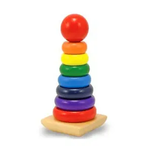 Torre de arco-íris de madeira, brinquedo educacional