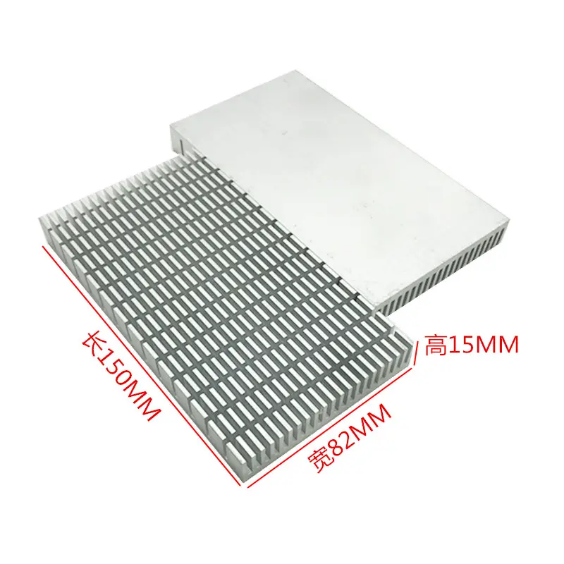 Custom Perak Aluminium Heatsink 150*82*15 Mm Heat Sink Radiator Router CPU Cooler Profil Diekstrusi Disipasi Panas untuk Pendinginan