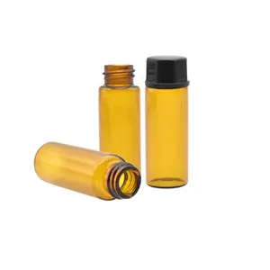 empty mini glass essential oil vial 5ml amber glass perfume tube bottle with plastic screw lid