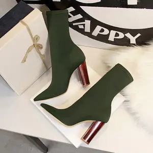 2019 moda designer de ankle boots de salto baixo de madeira para as mulheres