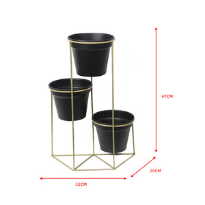 <span class=keywords><strong>Support</strong></span> de pot de fleurs en fer à étages pour jardin extérieur personnalisé avec 3 pots de fleurs - Product Image 3