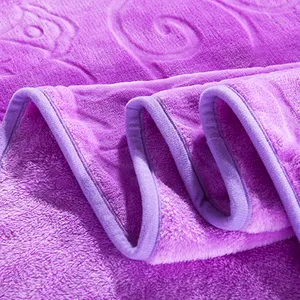 High Quality Fleece Blanket 100% Polyester Super Soft Flannel Bed Sheet Adult Purple Fleece Blanket