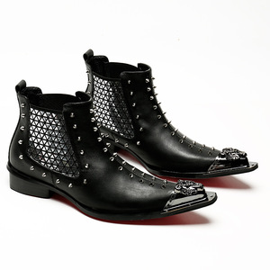<span class=keywords><strong>Stivali</strong></span> da cavaliere con punta in metallo in vera <span class=keywords><strong>pelle</strong></span> T-show fashion <span class=keywords><strong>stivali</strong></span> <span class=keywords><strong>Chelsea</strong></span> da <span class=keywords><strong>uomo</strong></span> - Product Image 5