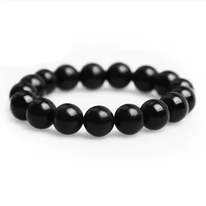 Crystal Jewelry Black Obsidian Bracelet Hand String Fashionable Men And Women's Natural Chain Link Bracelets Trendy Ball