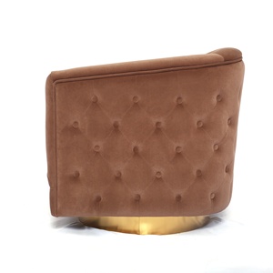 Canapé en forme de U, siège en baril, tissu velours, style moderne, Base en métal doré, luxe, canapé de salon - Product Image 4