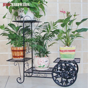 Support de <span class=keywords><strong>plante</strong></span> en <span class=keywords><strong>acier</strong></span> pour coin de salon, pot de fleurs en métal noir avec deux roues arrière - Product Image 4