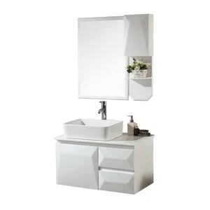 The Best for You Elegant white cabinet Phoenix stone countertop art ceramic sink mirror vanity with shelf bathroom cabinet