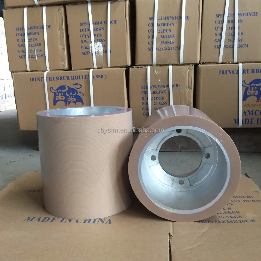 Алюминиевый барабан 10 ''* 10'' дюймов янтарные резиновые рулоны NBR для рисоочистителя