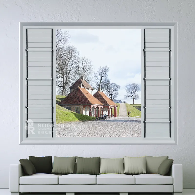 ROGENILAN aluminium standard wooden color white color window blind design louver slat window