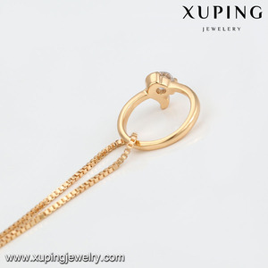 Collar de joyería de oro saudita, sortija de piedra de circón blanco, joya chapada en oro, collar de joyería 44137 - Product Image 5