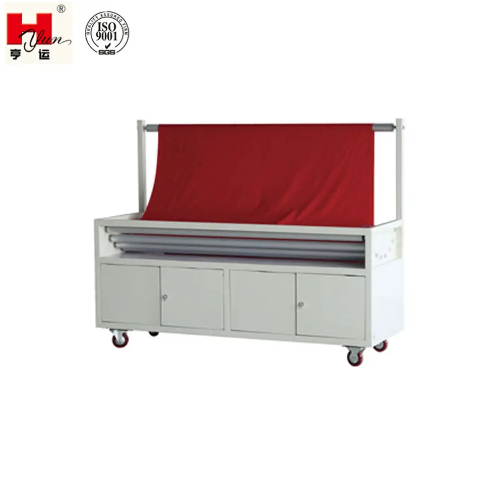 High Quality Garment Factory Manual Fabric Spreading Display Roll Rack with Lockers For Cutting Room