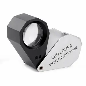 20x Loupe 3 LED Light UV Light Triplet Lens Lampe Triplet Gems Loupe Glass Equipment Silver Color Box OEM Magnifying Glass 50G