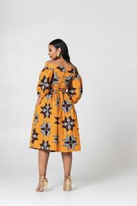 Produttore di abbigliamento Logo personalizzato di alta qualità nuove signore di <span class=keywords><strong>moda</strong></span> con spalle scoperte scollo a V <span class=keywords><strong>oversize</strong></span> donne africane vestito stampa cera - Product Image 5