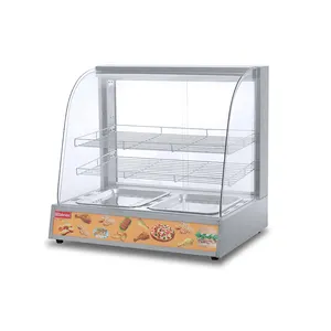 Electric Stainless Steel Food Warming Display Showcase with Curved Glass