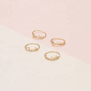 18K Gold Plated Dainty Inspirational Initial Letters 925 Sterling <strong>Silver</strong> <strong>Stack</strong> <strong>Ring</strong> - Product Image 6