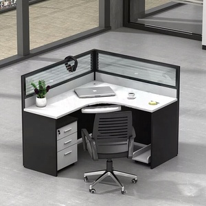 จีนเฟอร์นิเจอร์สำนักงาน Modular โมเดิร์น4คน L รูปร่างมุมสำนักงานเวิร์กสเตชันโต๊ะ