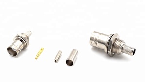 Bnc ג 'ק נקבה bulkhead מחבר rg316 rg58 lmr195 כבל 4p נחושת פליז ניקל פליז 50ohm מיקרוגל