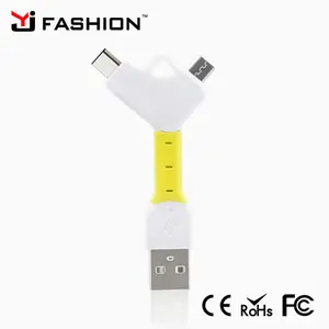 Meilleur Cadeau Porte-clés Style Design 2 En 1 Double face Keychain USB chargeur Câble pour android et iphone mobile téléphone