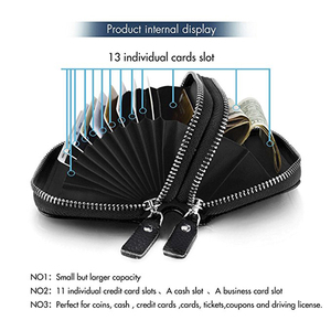 RFID Blocco della carta di Credito Del Raccoglitore delle donne Titolare della Carta <span class=keywords><strong>In</strong></span> <span class=keywords><strong>Vera</strong></span> <span class=keywords><strong>Pelle</strong></span> Con Cerniera <span class=keywords><strong>Portafoglio</strong></span> Carta di Credito - Product Image 3