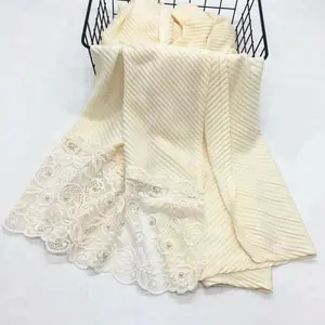 Bán Buôn 2018 Mùa Đông Nhăn Rayon Khăn Trùm Đầu Với Ren Fancy Bông Viscose Khăn Trùm Đầu