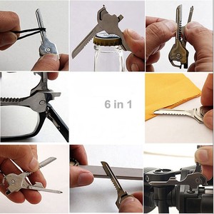 Nouveaux outils de survie pour le <span class=keywords><strong>camping</strong></span>, les voyages en plein air, outils tactiques, clé multifonctionnelle 6 en 1, mini couteau pliant - Product Image 6