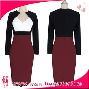 Midi Atractivo Al Por Mayor de Rayas con cuello en V Cuerpo estafadores mujeres del vestido del vendaje para el partido de tarde - Product Image 2