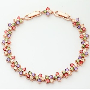 LUOTEEMI Trasporto Libero All'ingrosso Reale 18K Oro <span class=keywords><strong>Rosa</strong></span> Delle Donne di Lusso Multi UN AA CZ <span class=keywords><strong>Fiore</strong></span> Fortunato Braccialetti Dei Monili di Nozze per la Sposa - Product Image 5