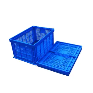 Plastic Container Turnover Box Various Size Plastic Logistic Stackable Mesh Vegetable Packing Customized Logo Blue Trays Plastic
