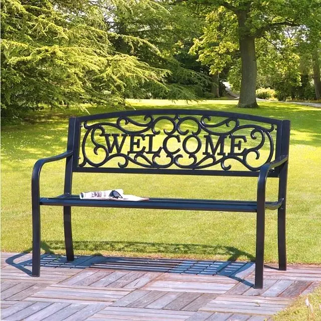 Wrought Iron Park BenchคุณภาพสูงโลหะPark Benchอลูมิเนียมสวนเฟอร์นิเจอร์ไม้กลางแจ้งเฟอร์นิเจอร์