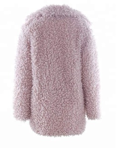 Nuovo stile rosa soffice colletto ampio con risvolto in pelliccia di agnello cappotto lungo pelliccia di agnello <span class=keywords><strong>per</strong></span> le donne rosa Beige, bianco - Product Image 5