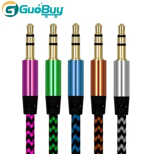 In Voorraad Nylon Gevlochten 3.5Mm Male Naar Male Stereo Jack Aux Audio Kabel Voor Auto Hoofdtelefoon