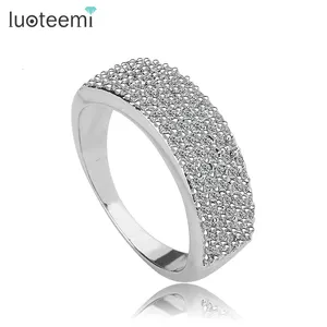 Lubotemi anel de luxo, joias de luxo banhadas a ouro real, moderno, alta qualidade, zircônia, diamante, para casamento