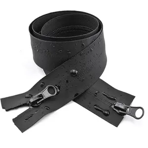 Meetee A1-2 60/70/80/100cm 5# Black Double-sided Invisible Tent <strong>Zipper</strong> for Outdoor Sports Double Tail Nylon <strong>Waterproof</strong> <strong>Zippers</strong> - Product Image 1