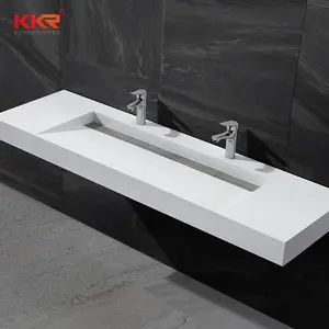 lavabo polish sink commercial marble bathroom trough sink with 2 faucets