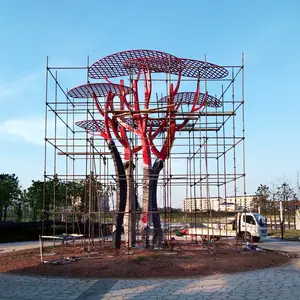 Aangepaste Moderne Kunst Groot Roestvrijstalen Boom Beeldenpark Kunstmatige Bomen Landschap Buitendecoratie Tuinbeeld