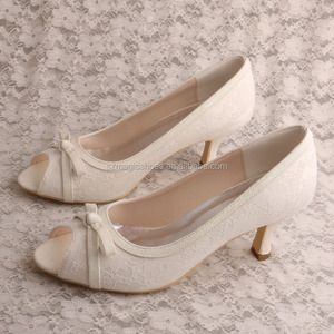 Peep Toe Avorio Bianco Del Merletto Delle Signore <span class=keywords><strong>Scarpe</strong></span> per la <span class=keywords><strong>Sposa</strong></span> - Product Image 1