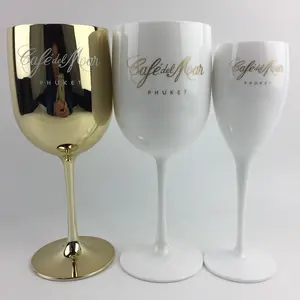 White Black Recyclable White Plastic Goblet Wine Glasses