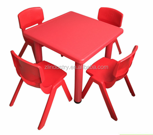 Meubles de salle de classe préscolaire facile à assembler, table et chaise en plastique carrée pour enfants, bon marché pour la maison - Product Image 5