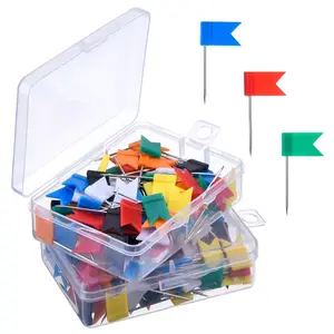 Mappa Colorful Bandiera Push Pin (Pacchetto di 100pcs, Testa di Plastica (1.37-Inch) con Acciaio inossidabile Punto (7 Colori Assortiti)