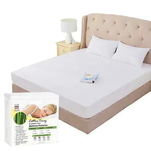 Protetor impermeável premium para cama, capa com tecido terry de algodão para colchão, fornece serviços personalizados