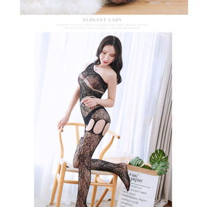 Dames Kanten Panty Lingerie Jarretel Sexy Visnet Bodystocking Crotchless Latex Vrouwelijke Bodysuit - Product Image 4