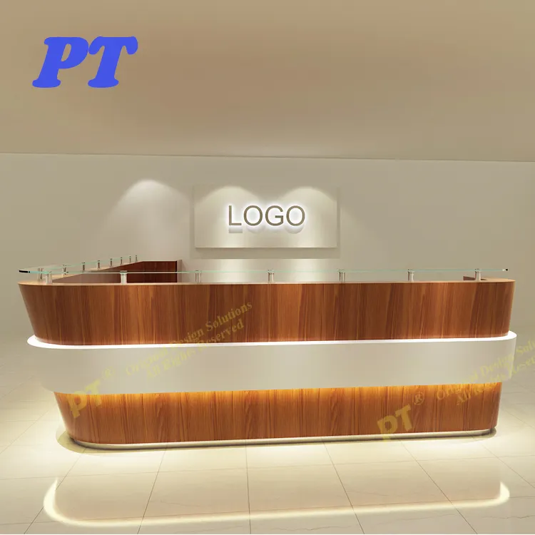 luxury wooden reception counter table information desk furniture